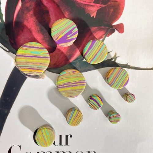 Rainbow Stone Double Flare Ear Plugs Tunnels Natural Organic Stones Expander Ears Piercing Stretcher Gauge Plug for Women Men Fashion Body Jewelry - color: 22mm(7/8")