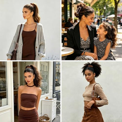 YISSION Claw Clip and Satin Scrunchie Set, 2 Pack Brown Hair Accessories, No Damage Hair Ties Non Slip Large Hair Clips for Women Girls Thick Thin Hair Daily Wear Party Wedding - color: Brown