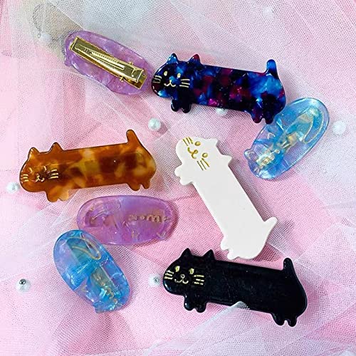 8 Pcs Cat Hair Clips Cute Small Cat Barrettes Fashion Kitty Hair Clips Sweet Cat Acrylic Resin Clips for Girl Teen Women
