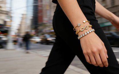 Alegend 14K Gold Plated Stackable Multilayer Bracelets + Titanium Steel(Not Rust, Resist Corruption, Easily Clean) 18K Gold Plated Single Bracelets - color: 14K Gold Heart & Infinity Symbol