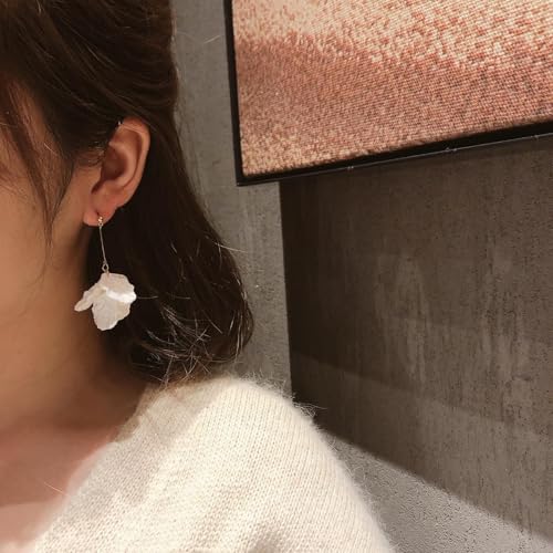 Seashell Pearl Stud Earrings for Women Ocean Sea Theme Sweet Double Layer Acrylic Shell Lightweight Dangle Drop Earrings for Summer Beach Holiday Halloween Party Jewelry Accessories - color: Long shell earrings