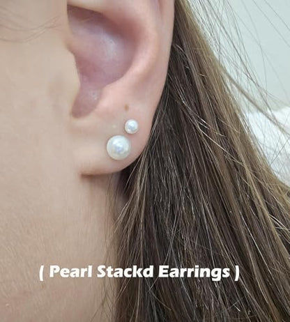 14K Gold Filled Polished Small CZ Pearl Ball Stud Earrings Set for Women Men 20G Surgical Steel Hypoallergenic Piercing Studs for Sensitive Ear, Pack of 6 Pairs - style: A2 : Gold, 3MM-10MM, White Pearl