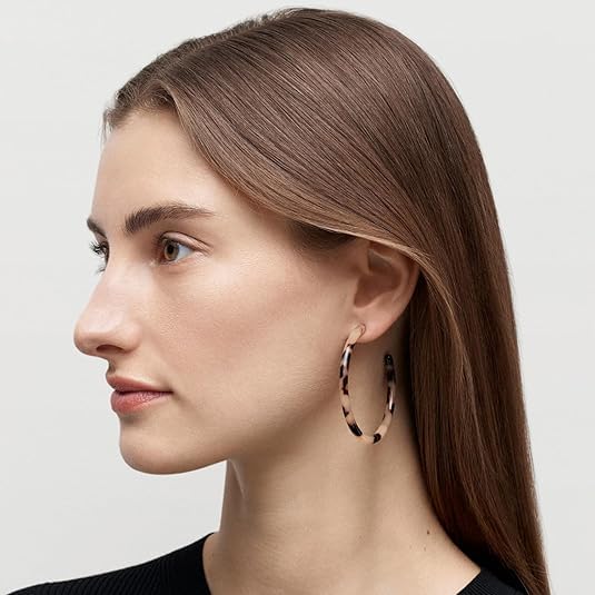Circle Hoop Earrings Acetate Resin Fashion Jewelry for Women - color: Blossom, size: Large