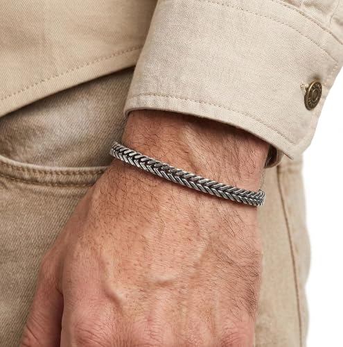 Galis Chain Bracelets For Men - Premium Stainless Steel, Silver, Gold Plated Non Tarnish - Mens Jewelry, Fathers Day Gift - color: Silver, size: 7.5 Inches