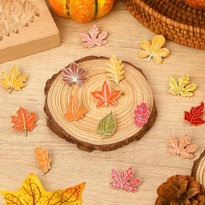 SANNIX 15Pcs Fall Pins, Fall Leaf Pin Thanksgiving Enamel Lapel Pins Autumn Maple Leaf Brooches Badges for Party Favors Backpacks Bags Hats Holiday Accessories - style: Maple Leaf Pin