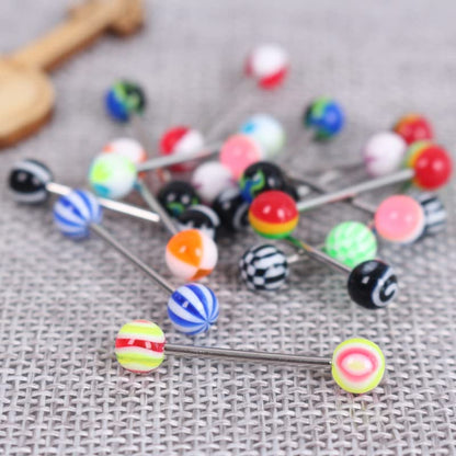 FORUBUS Colorful Tongue Rings Nipple Rings for Women Body Piercing Jewelry 14G 16mm Pierced Barbells Body Jewelry 50Pcs/30Pcs/20Pcs Pack - color: B-20Pcs stainless steel