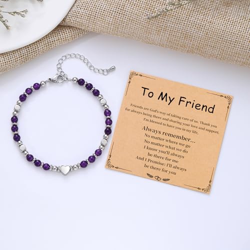 Best Friend Bracelet Gifts for Women Sister Bestie, Christmas Gift for Teens Mom Daughter Granddaughter Birthday Gift for Her Stocking Stuffers - color: Amethyst-Friend