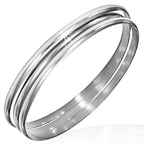 Stainless Steel Silver-Tone Three Stackable Womens Bangle Bracelets - color: silver