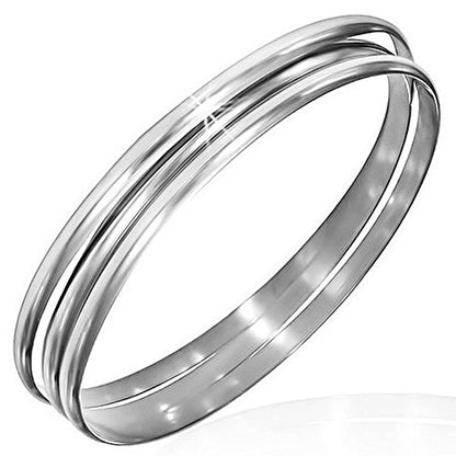 Stainless Steel Silver-Tone Three Stackable Womens Bangle Bracelets - color: silver