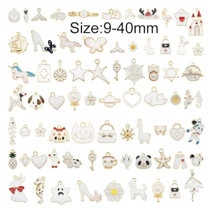 30pcs Mixed Enamel Charms Pendants for Jewelry Making Bulk lot Necklace Earrings Bracelet Craft Findings - color: White