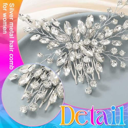 Bride Wedding Hair Comb Silver Crystal Hair Pieces Rhinestone Headpieces Bridal Clip Side Combs Hair Accessories for Women and Girls - color: A-Silver