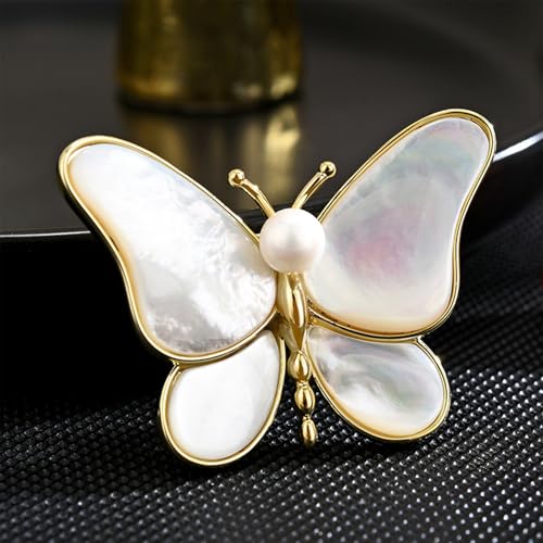 HETICA Animal Brooch for Women, Funny and Cute Flower Brooch Safety Pins Clothing Backpack Hat Decoration Enamel Pins Fashion Women Brooches and Pins Jewelry - style: Mother-of-Pearl Butterfly