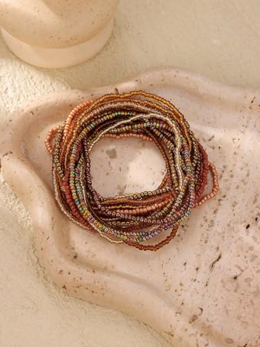 Boho Beach Bracelets Set for Wome Multilayer tassels bracelet Handmade summer Jewelry for Vacation Festival Hippie Jewelry（Color A）
