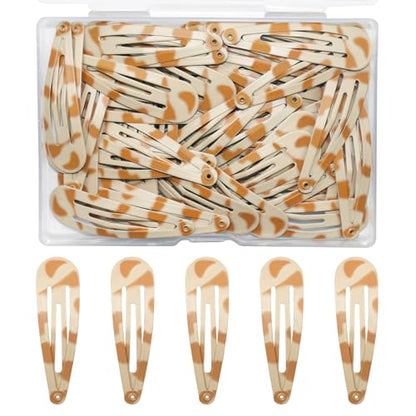 ELANE 50 Pcs Waterdrop Snap Hair Clips for Women Girl,Cute Hair Barrettes for Women Fine Thin Hair Accessories (Light Yellow) - color: Light Yellow