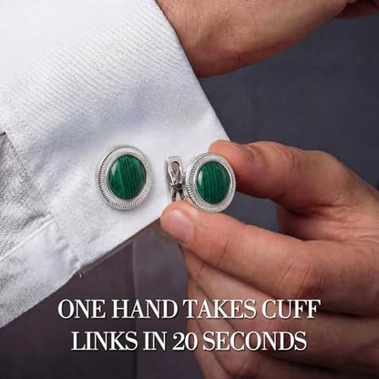 Tuxedo Cuff Links,Cufflinks for Men | Stainless Steel, Lead-Free and Nickel-Free, Gift Box Packed, Boyfriend Husband Father, Wedding Party Anniversary Birthday - color: Green