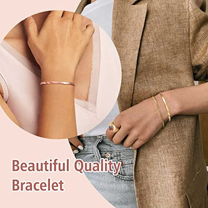 FindChic Elegant Herringbone Snake Chain Anklets/Bracelets 3MM/5MM Width Stainless Steel/18K Gold/Rose Gold Plated/Black 4 Color Options, 8.3'' 8.5'' 10.5'' Length, with Gift Box - color: B: 3mm 6.3'' bracelet (Black)
