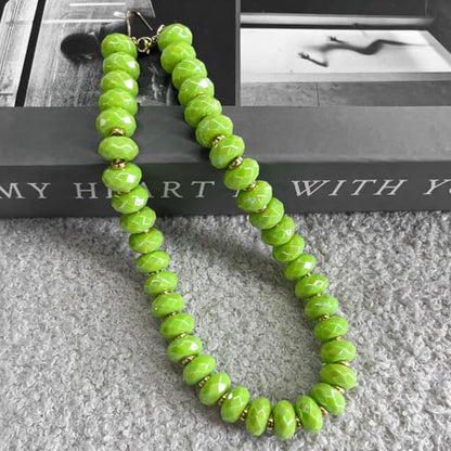 Colorful Chunky Acrylic Beaded Choker Necklaces for Women | Multicolor Faceted Beads, Sturdy Metal Chain, Adjustable Detachable, Lightweight, Summer Boho, Sparkly Statement Jewelry Gift - color: Teal