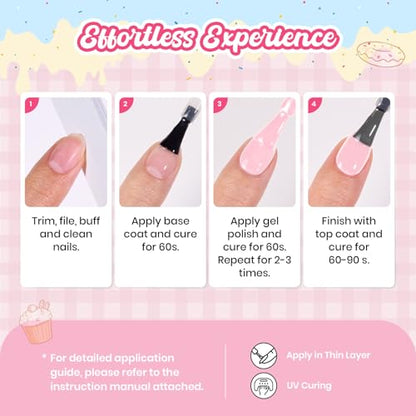 Beetles Pink Gel Polish, Strawberry Milk, Light Pink Gel Nail Polish | Color-Matched Bottle Design, Soak Off UV LED, Long-Lasting Nails Art for Home DIY & Holiday - color: B - Creme Pink | Taste of Spring Strawberry Milk