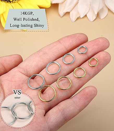 4/5/8 pcs 16G/18G/20G 316L Surgical Steel Hinged Nose Rings Hoops Lip Septum Rings Helix Conch Rook Cartilage Tragus Earrings Piercing Jewelry Black Silver Gold Plated Nose Rings Women Men - color: Gold and Silver - 16G (6mm-12mm) - 8PCs