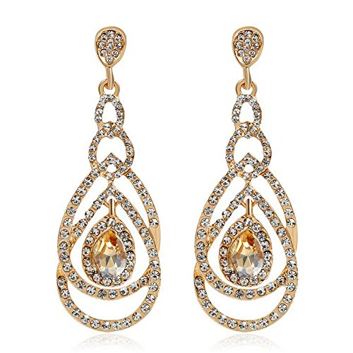 Cute Hollow Crystal Rhinestone Teardrop 8-Shaped Long Dangle Earrings for Women Fashion Strand Jewelry - style: Style02