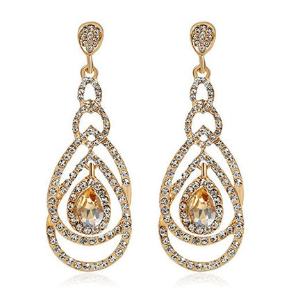 Cute Hollow Crystal Rhinestone Teardrop 8-Shaped Long Dangle Earrings for Women Fashion Strand Jewelry - style: Style02