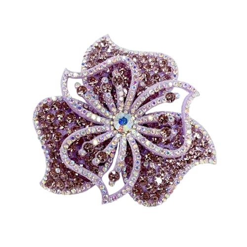 3.15" Bohemian Rhinestone Flower Brooch Pin for Women Laides Vintage Design Crystal Floral Brooches Lapel Pins Hair Clips for Clothes Elegant Wedding Christmas Party Dress Accessories Jewelry - color: Lilac