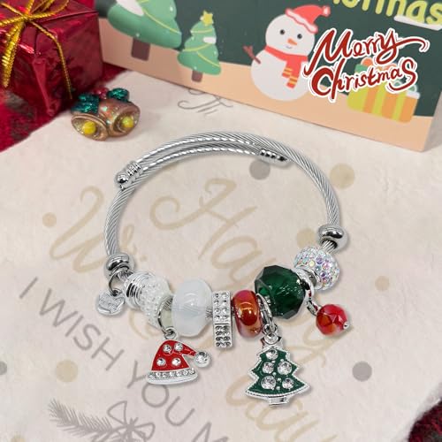 Charm Bracelets for Womens,Exquisite Cute Cartoon Friendship Silver Bracelets Stainless Steel Bangle, Womens Jewelry Suitable for Holiday Gifts and Birthday Gifts - color: z-Santa Claus Bracelet