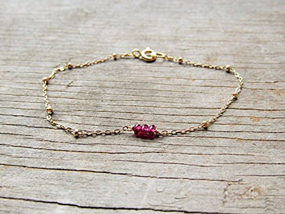 AAA++ Rare Quality GARNET bracelet on a delicate gold filled satellite chain 3mm Code- WAR11366