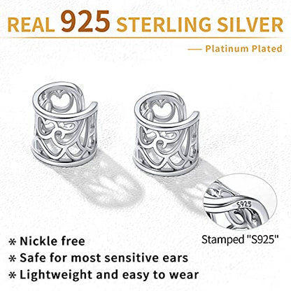 ChicSilver 925 Sterling Silver Ear Cuffs Non-Piercing Cartilage Earrings: Various Styles, Conch Cuffs (with Gift Box) - style: H: 8mm Celtic Cuff
