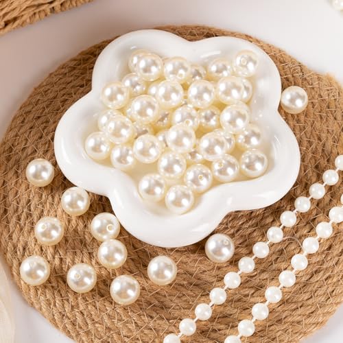 Pearl Beads for Jewelry Making 7500pcs 4MM Pearl Craft Beads with Hole Loose Fake Pearls Small Faux Pearls for Jewelry Making Bracelet Necklace DIY, Sewing Decor and Vase Filler - size: 4MM
