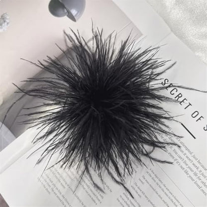 Dainty Feather Flower Large Brooch Pin for Women Men Elegant Oversized Floral Lapel Pins Shawl Dress Suit Clothes Accessories Wedding Party Dance Banquet Fashion Jewelry 150mm