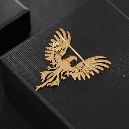 Large-sized Gold Color Phoenix Bird Brooch Wolf and Lion Brooch and Pin - style: Phoenix