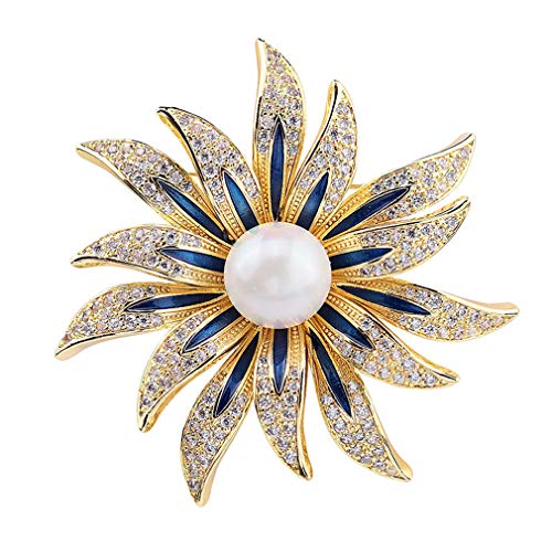 Brooch Pins for Women Girls Fashion Flower Crystal Rhinestone Pearl Jewelry - color: Color 7