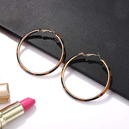 Acrylic Earrings Lightweight Hoop Earrings Statement Resin Drop Dangle Stud Earrings Fashion Jewelry For Women - color: Tortoiseshell
