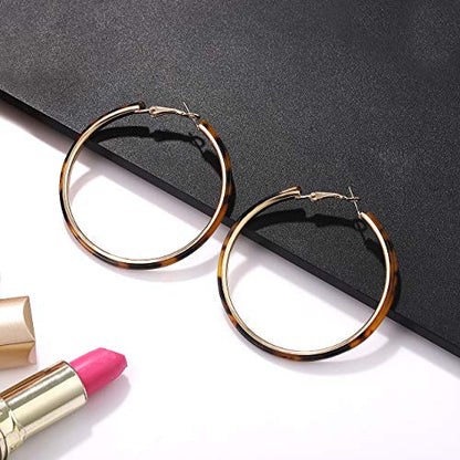 Acrylic Earrings Lightweight Hoop Earrings Statement Resin Drop Dangle Stud Earrings Fashion Jewelry For Women - color: Tortoiseshell