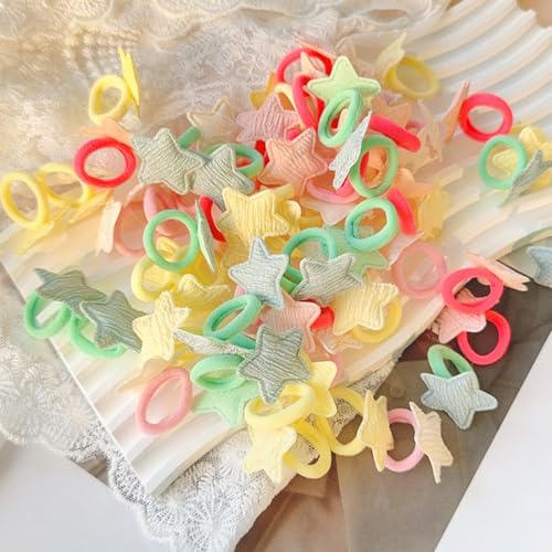 Toddler Hair Ties,30pcs Cartoon Bow,Star,Heart,Crowns Shaped with 0.78inch Rubber Band for Girls Baby,Elastic No Damage Hairs Tiny Hair Sruchies (hair tie) - color: hair tie