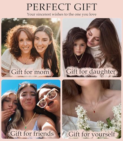 FUNEIA Diamond Necklaces for Women 14K Gold Plated Emerald Birthstone Necklace for Women Mothers Dainty Gold Necklace Blue Green Cubic Zirconia Pendant Necklace Birthday Gifts for Women Jewelry - color: 06. June(Alexandrite)