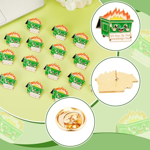 SANNIX 15Pcs Dumpster Fire Pins, Funny Emotional Positive Enamel Dumpster Fire Lapel Pins for Coworkers Christmas Office Gifts Clothes Hats Accessories - style: Dumpster Fire Pin