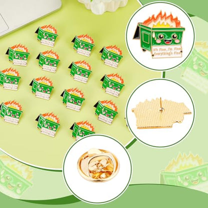 SANNIX 15Pcs Dumpster Fire Pins, Funny Emotional Positive Enamel Dumpster Fire Lapel Pins for Coworkers Christmas Office Gifts Clothes Hats Accessories - style: Dumpster Fire Pin