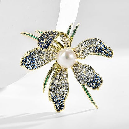 Brooches and Pins for Women Elegant Flower Pearl Brooches Costume Broches Jewelry Lady Christmas Pin for Women - style: Magnolia Flower