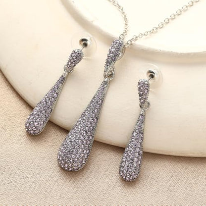 YINLI Full Crystal Rhinestone Gem Tear Drop Pendant Necklace Earrings Jewelry Sets - style: Style12