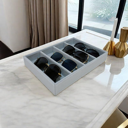 Sunglasses Eyewear Watch Tray Gray Velvet Stackable Organizer Premium Quality Jewelry Storage Multi Function Hallway Orgnization Drawer Divider - size: Glasses Tray