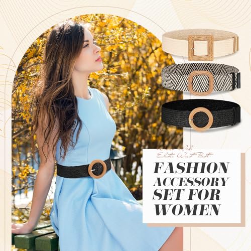 Syhood Woven Belt Dress - color: Black, Black White, Beige, size: Fit Waist Size Below 36''