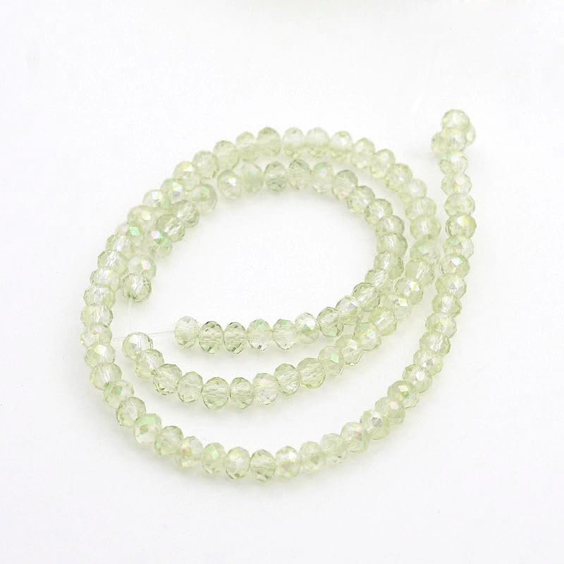 1110pcs Faceted Rondelle Glass Seed Beads 3x2mm Mini Crystal Loose Spacer Beads for DIY Friendship Bracelet Necklace Beading Craft Jewelry Making Ornament, Light Green - color: Light Green