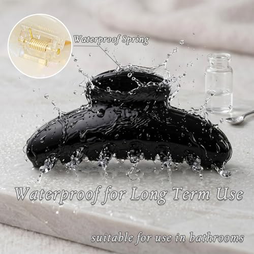 4.3 Inch Large Claw Clip for Thin Hair & Thick Half Ups, Cute Acetate French Hair Clips for Women, Non-Slip Secure Updos & Chic Daily Styles, Black - color: Black