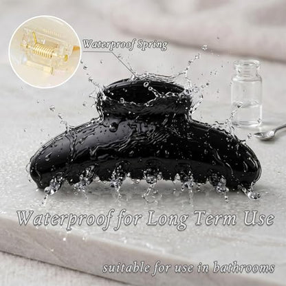 4.3 Inch Large Claw Clip for Thin Hair & Thick Half Ups, Cute Acetate French Hair Clips for Women, Non-Slip Secure Updos & Chic Daily Styles, Black - color: Black