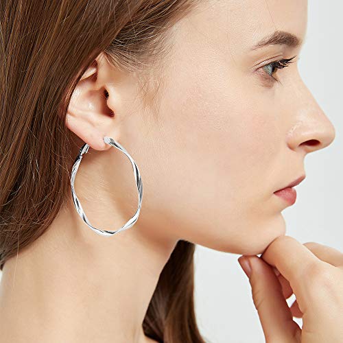 Rose/White/18k Gold Plated Hoop Earrings Lightweight Hoop Earrings For Women Loop Earrings 1in 2in - color: White Gold, size: 50mm