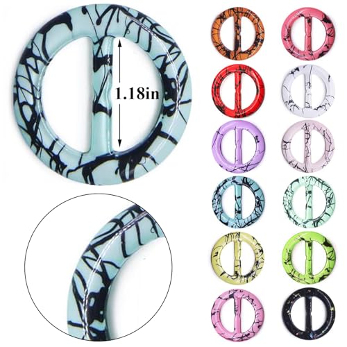 12PCS Silk Scarf Ring Clip T-shirt Tie Clips for Women Fashion Resin Ring Scarves Clasp Waist Buckle for Shirts Clothing Clothing Wrap Holder with 1 Exquisite Box (Inner 30mm/1.18in, Color 12)