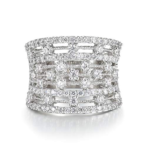 Jewelry Rhodium Plated Cubic Zirconia Eternity Band Cocktail Ring