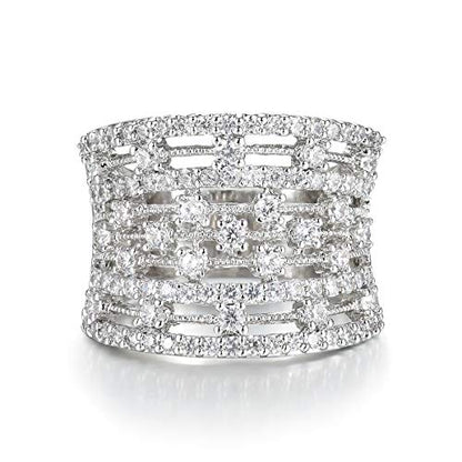 Jewelry Rhodium Plated Cubic Zirconia Eternity Band Cocktail Ring